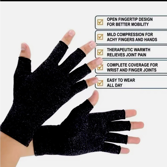 Black Fingerless Gloves - Relieve Hand Discomfort with 1pair Fingerless … - Picture 3 of 5